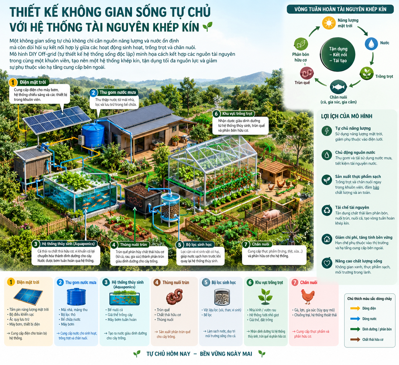 THIẾT KẾ KHÔNG GIAN SỐNG TỰ CHỦ VỚI HỆ THỐNG TÀI NGUYÊN KHÉP KÍN